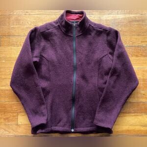 EASTERN MOUNTAIN SPORTS Maroon Full-Zip Wool Sweater sz X-Small